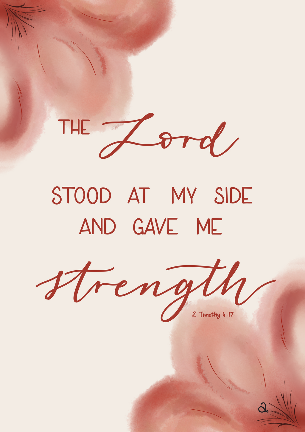 Red Watercolour Bloom Print A4