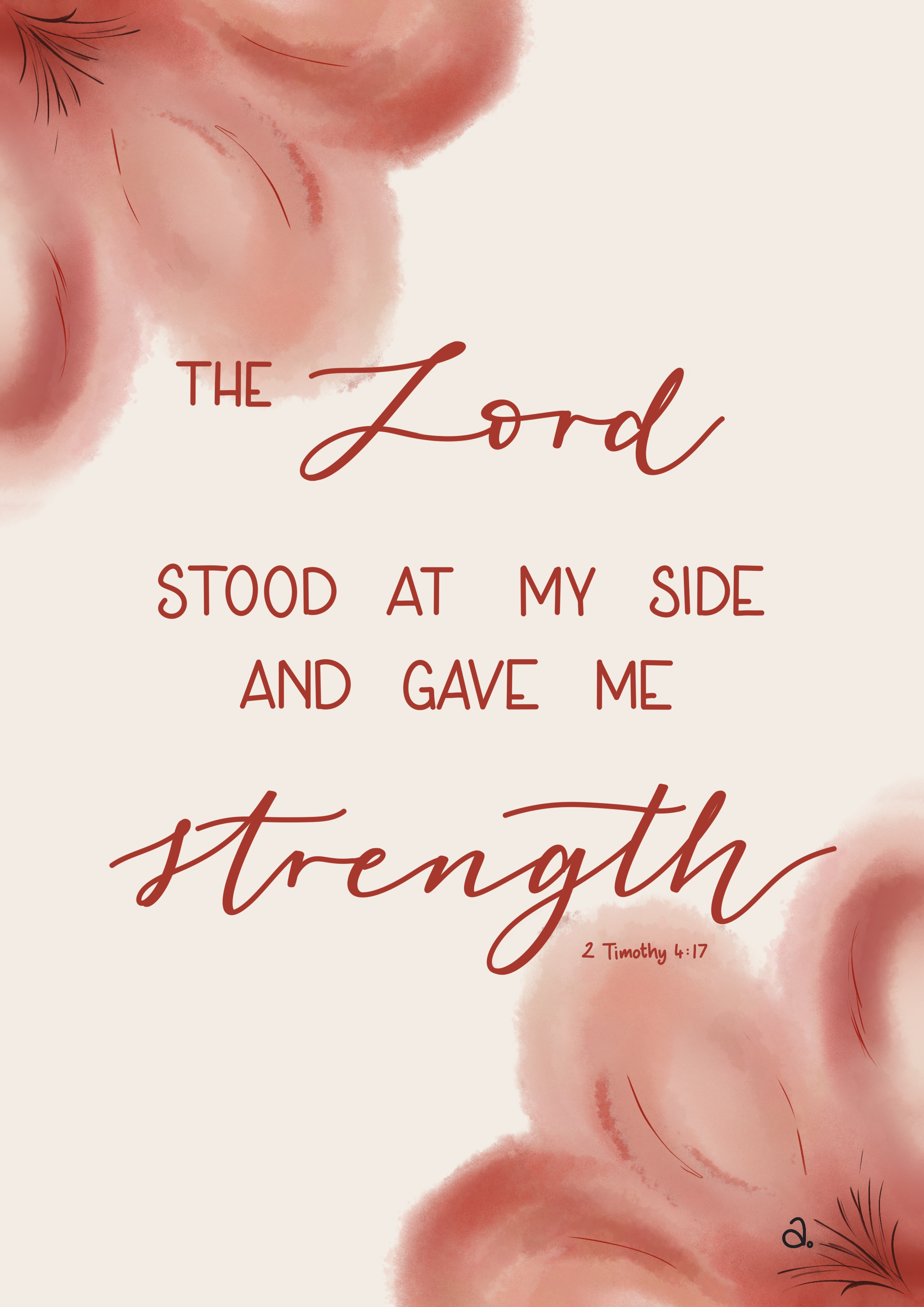 Red Watercolour Bloom Print A4